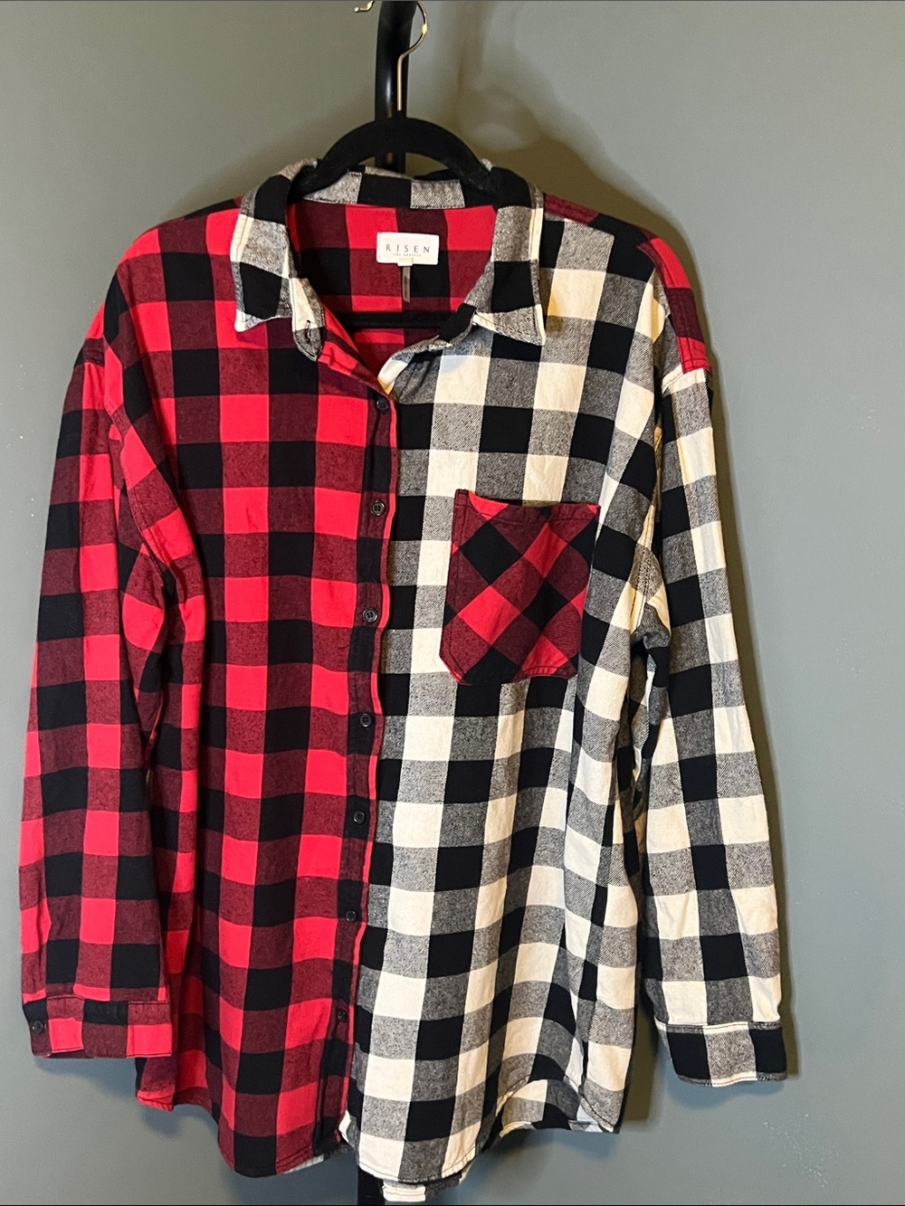 Kisen Two-Tone Red & Black Plaid Button-Down Shirt